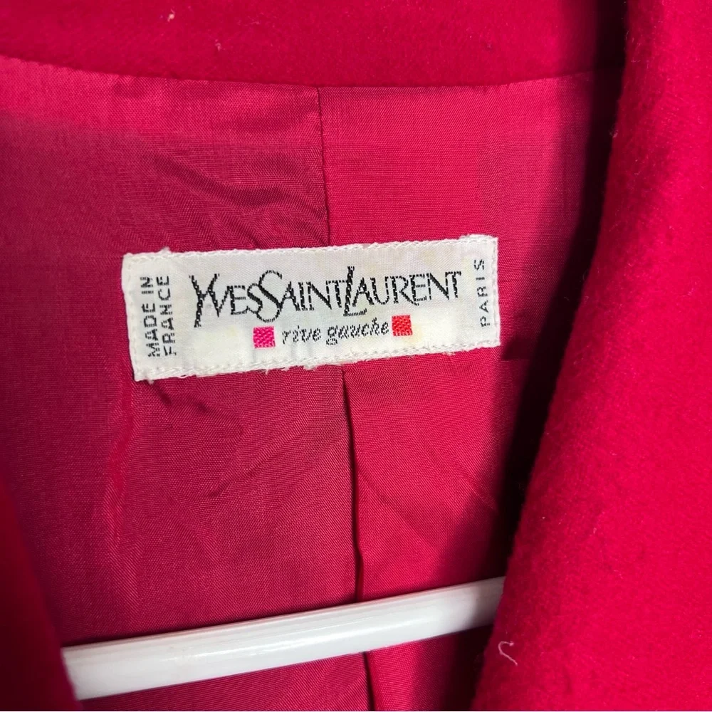 RARE Yves Saint Laurent Vintage Red Gold Button Blazer C8 - Picture 7 of 8
